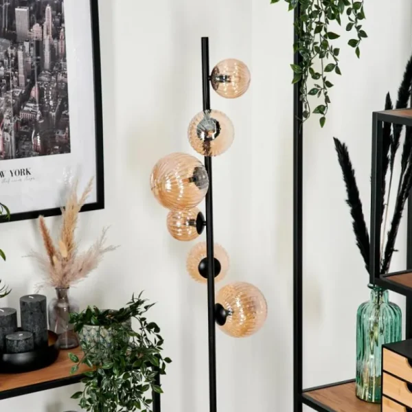 hofstein Lampadaire - Verre 10 cm, 12 cm, 15 cm Remaisnil Ambre, 6 lumières* Lampes Modernes