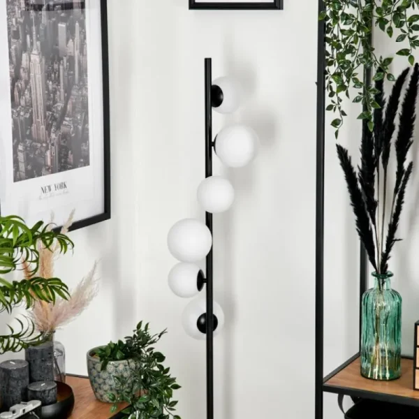 hofstein Lampadaire - Verre 10 cm, 12 cm Remaisnil Blanc, 6 lumières* Lampes En Verre