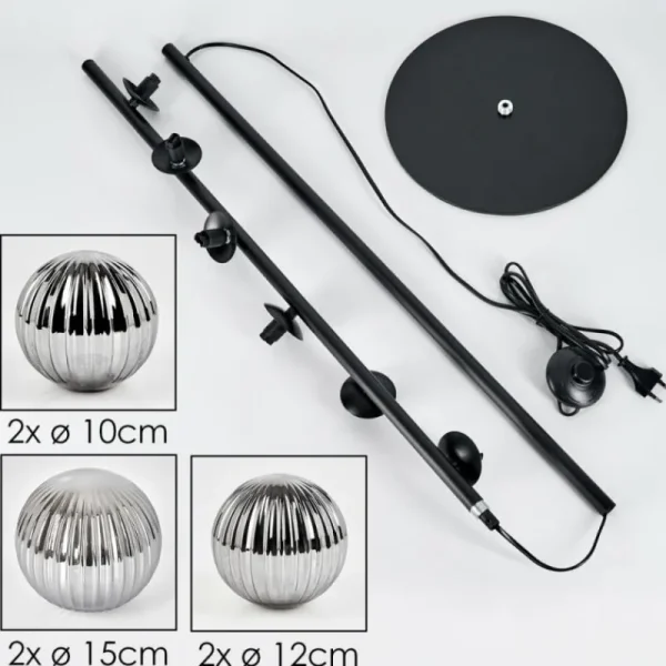 hofstein Lampadaire - Verre 10 cm, 12 cm, 15 cm Remaisnil Fumé, 6 lumières* Lampes Modernes