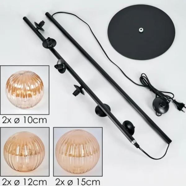 hofstein Lampadaire - Verre 10 cm, 12 cm, 15 cm Remaisnil Ambre, 6 lumières* Lampes Modernes