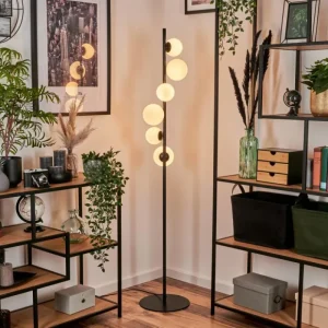 hofstein Lampadaire - Verre 10 cm, 12 cm Remaisnil Blanc, 6 lumières* Lampes En Verre