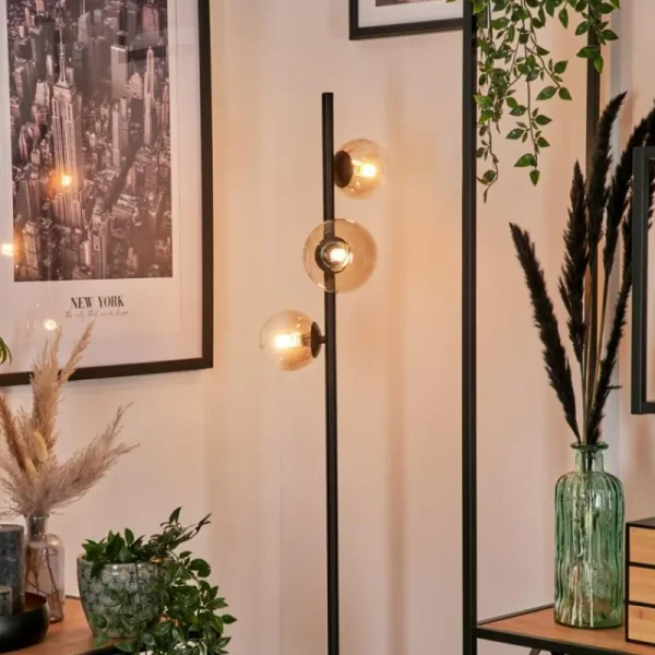 hofstein Lampadaire - Verre 10 cm, 12 cm Remaisnil Ambre, Clair, 3 lumières* Lampes En Verre