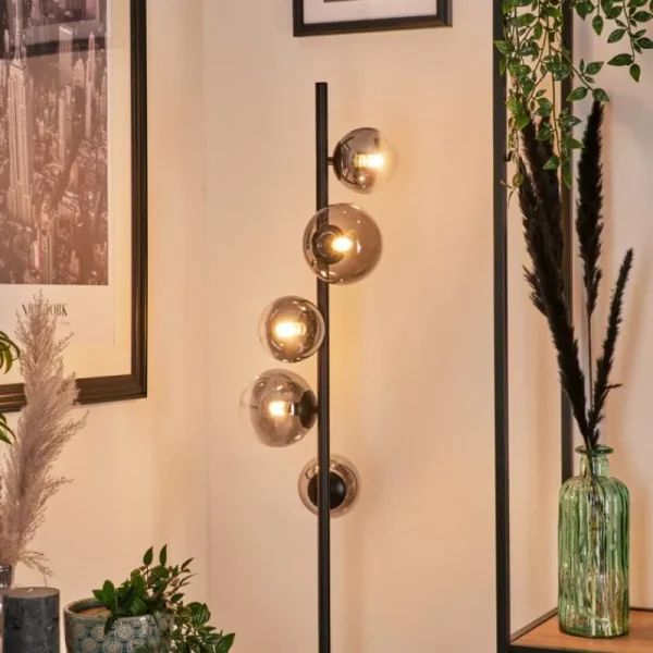 hofstein Lampadaire - Verre 10 cm, 12 cm Remaisnil Clair, Fumé, 5 lumières* Lampes Modernes