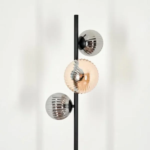 hofstein Lampadaire - Verre 12 cm, 15 cm Remaisnil Noir, 3 lumières* Lampes Modernes
