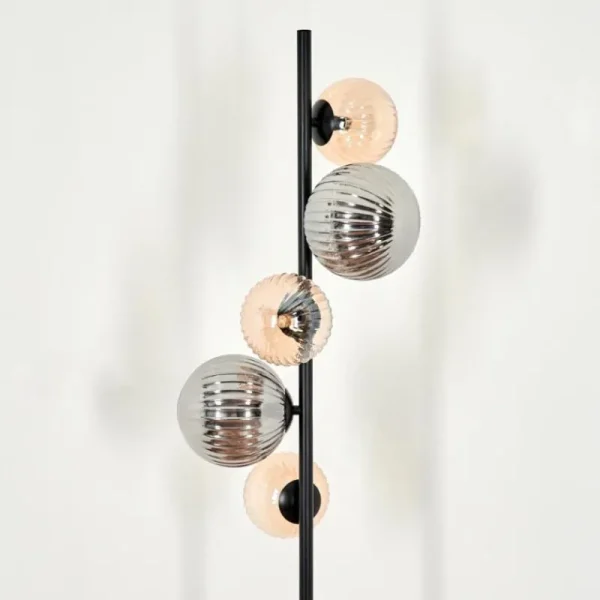 hofstein Lampadaire - Verre 12 cm, 15 cm Remaisnil Noir, 5 lumières* Lampes Modernes