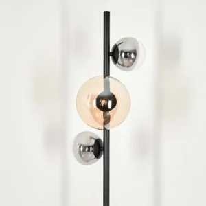 hofstein Lampadaire - Verre 10 cm, 15 cm Remaisnil Ambre, Fumé, 3 lumières* Lampes Modernes