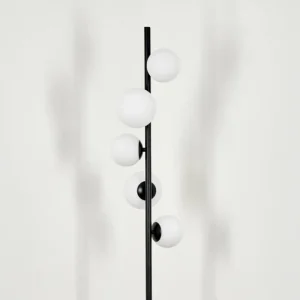 hofstein Lampadaire - Verre 10 cm, 12 cm Remaisnil Blanc, 5 lumières* Lampes En Verre