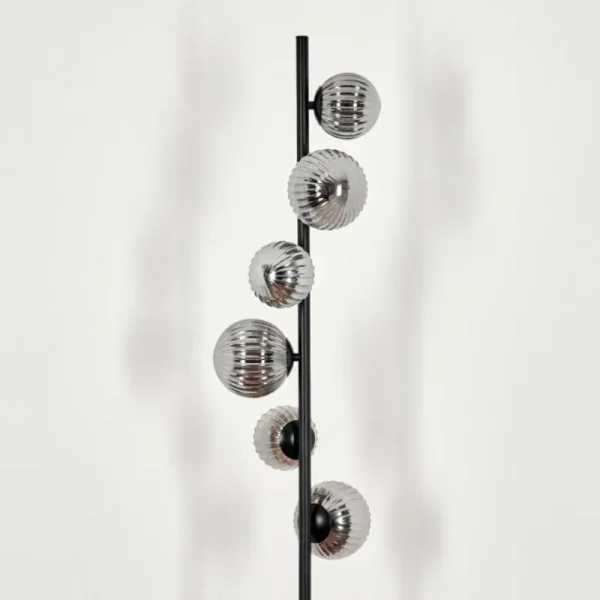 hofstein Lampadaire - Verre 10 cm, 12 cm Remaisnil Fumé, 6 lumières* Lampes Modernes
