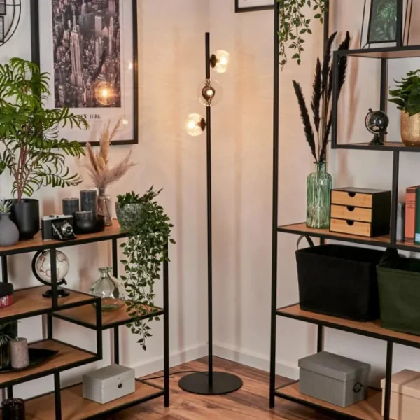 hofstein Lampadaire - Verre 10 cm, 12 cm Remaisnil Clair, 3 lumières* Lampes Modernes
