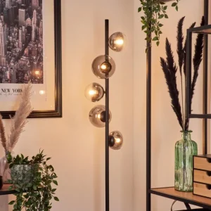 hofstein Lampadaire - Verre 10 cm, 12 cm Remaisnil Clair, Fumé, 5 lumières* Lampes Modernes