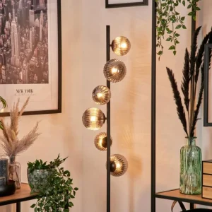 hofstein Lampadaire - Verre 10 cm, 12 cm Remaisnil Fumé, 6 lumières* Lampes Modernes