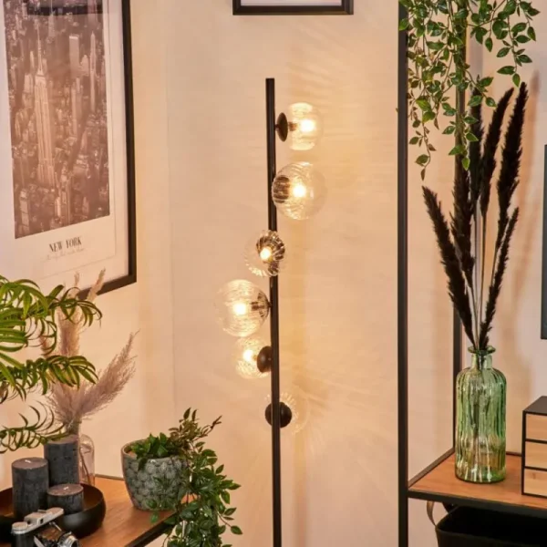 hofstein Lampadaire - Verre 10 cm, 12 cm Remaisnil Clair, 6 lumières* Lampes Modernes