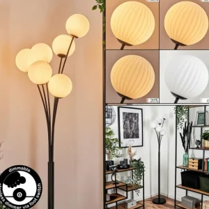 hofstein Lampadaire - Verre 12 cm Bernado Blanc, 6 lumières* Lampes Modernes