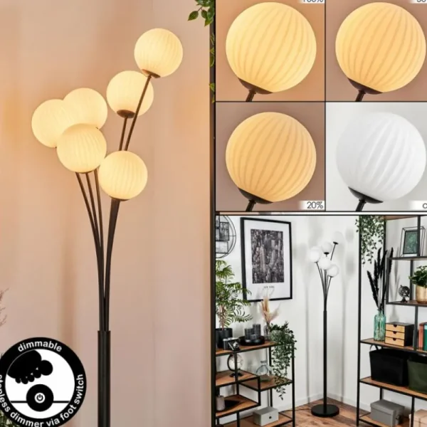 hofstein Lampadaire - Verre 12 cm Bernado Blanc, 6 lumières* Lampes Modernes