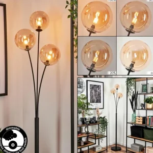 hofstein Lampadaire - Verre 15 cm Bernado Ambre, 3 lumières* Lampes En Verre