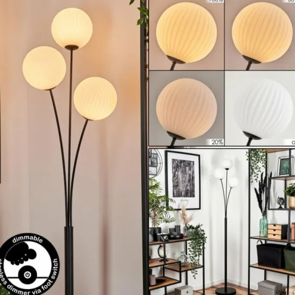 hofstein Lampadaire - Verre 15 cm Bernado Blanc, 3 lumières* Lampes Modernes