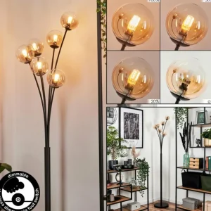 hofstein Lampadaire - Verre 10 cm Bernado Ambre, Clair, 6 lumières* Lampes En Verre