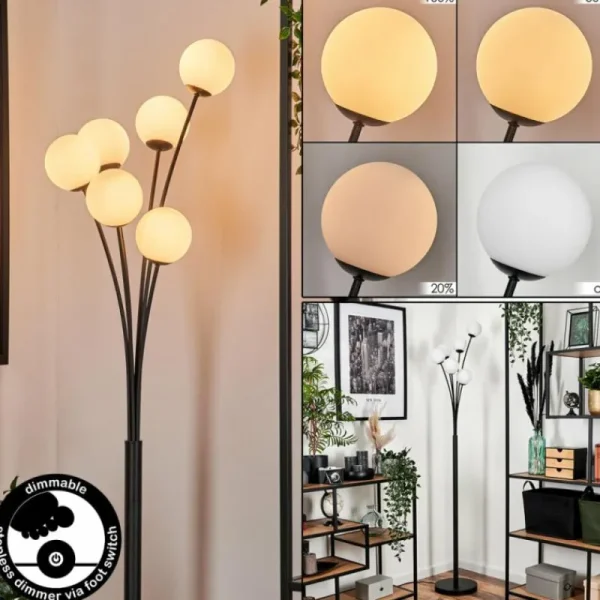 hofstein Lampadaire - Verre 10 cm Bernado Blanc, 6 lumières* Lampes En Verre