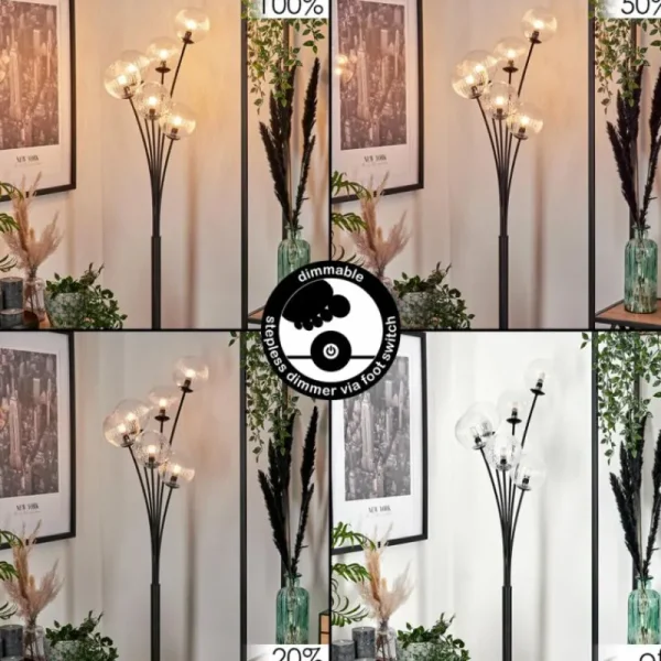 hofstein Lampadaire - Verre 12 cm Bernado Clair, 6 lumières* Lampes Modernes