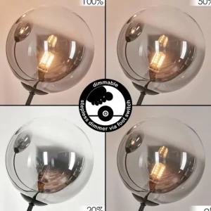 hofstein Lampadaire - Verre 15 cm Bernado Clair, Fumé, 3 lumières* Lampes Modernes