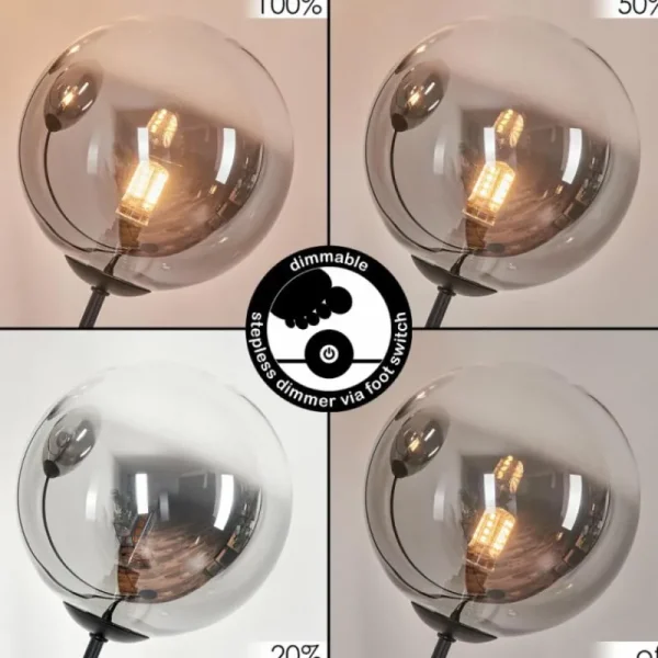 hofstein Lampadaire - Verre 15 cm Bernado Clair, Fumé, 3 lumières* Lampes Modernes