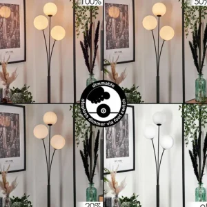 hofstein Lampadaire - Verre 15 cm Bernado Blanc, 3 lumières* Lampes Modernes
