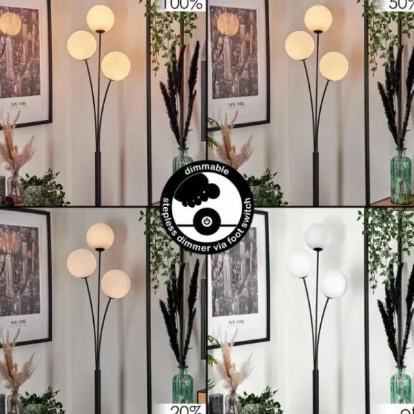 hofstein Lampadaire - Verre 15 cm Bernado Blanc, 3 lumières* Lampes Modernes