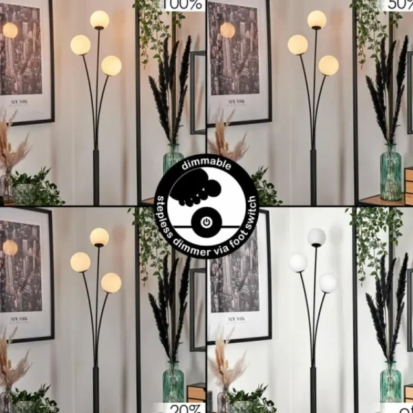 hofstein Lampadaire - Verre 10 cm Bernado Blanc, 3 lumières* Lampes En Verre