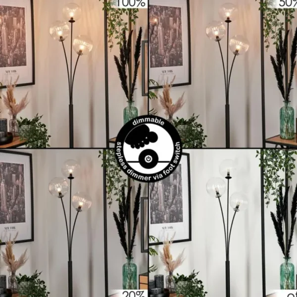 hofstein Lampadaire - Verre 15 cm Bernado Clair, 3 lumières* Lampes Modernes