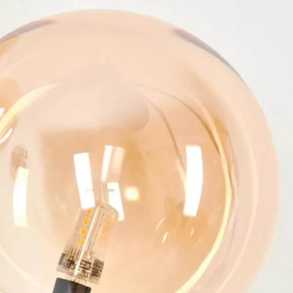 hofstein Lampadaire - Verre 15 cm Bernado Ambre, 3 lumières* Lampes En Verre