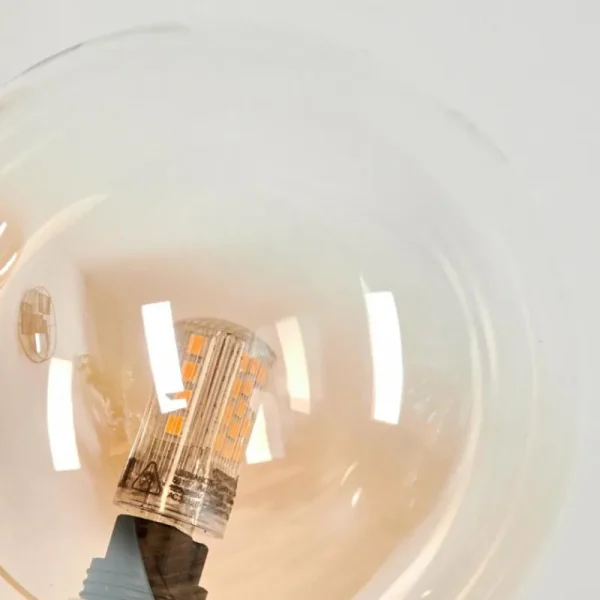 hofstein Lampadaire - Verre 12 cm Bernado Ambre, 3 lumières* Lampes En Verre