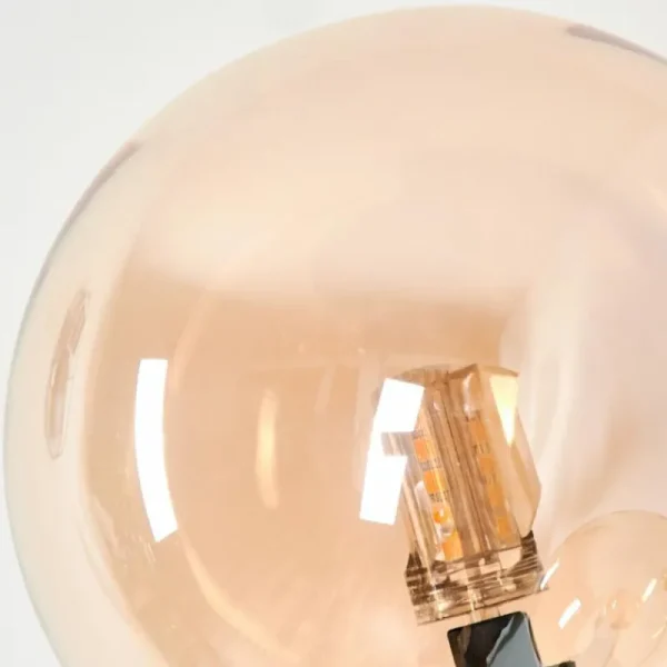 hofstein Lampadaire - Verre 12 cm Bernado Ambre, 3 lumières* Lampes En Verre