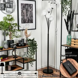 hofstein Lampadaire - Verre 12 cm Bernado Blanc, 6 lumières* Lampes Modernes