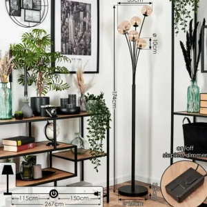 hofstein Lampadaire - Verre 10 cm Bernado Ambre, 6 lumières* Lampes Modernes