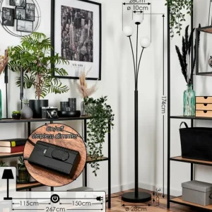 hofstein Lampadaire - Verre 10 cm Bernado Blanc, 3 lumières* Lampes En Verre