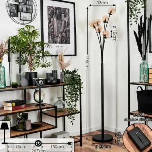 hofstein Lampadaire - Verre 10 cm Bernado Ambre, 6 lumières* Lampes En Verre