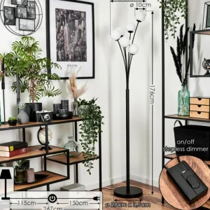 hofstein Lampadaire - Verre 10 cm Bernado Blanc, 6 lumières* Lampes En Verre