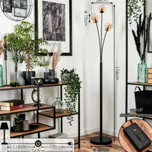 hofstein Lampadaire - Verre 10 cm Bernado Ambre, 3 lumières* Lampes En Verre