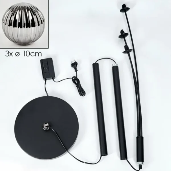 hofstein Lampadaire - Verre 10 cm Bernado Fumé, 3 lumières* Lampes Modernes