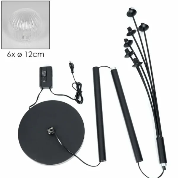 hofstein Lampadaire - Verre 12 cm Bernado Clair, 6 lumières* Lampes Modernes