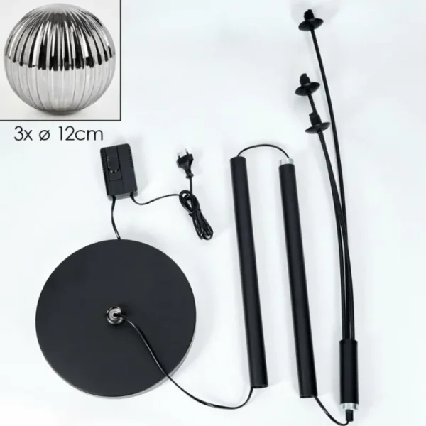 hofstein Lampadaire - Verre 12 cm Bernado Fumé, 3 lumières* Lampes Modernes