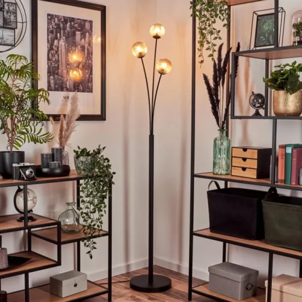 hofstein Lampadaire - Verre 10 cm Bernado Ambre, 3 lumières* Lampes Modernes