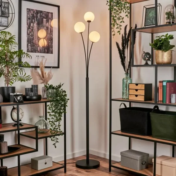 hofstein Lampadaire - Verre 12 cm Bernado Blanc, 3 lumières* Lampes Modernes