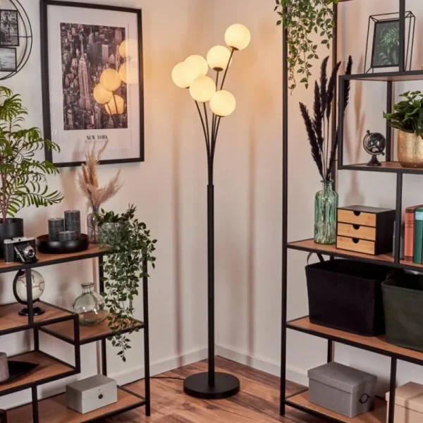 hofstein Lampadaire - Verre 12 cm Bernado Blanc, 6 lumières* Lampes Modernes