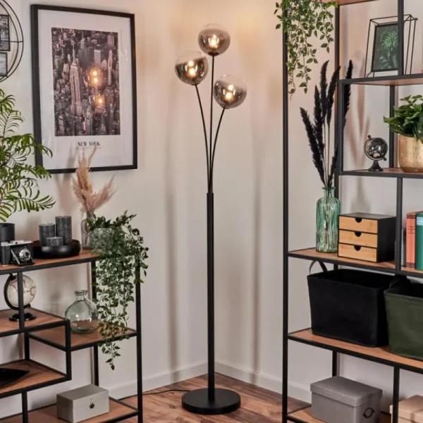 hofstein Lampadaire - Verre 15 cm Bernado Clair, Fumé, 3 lumières* Lampes Modernes