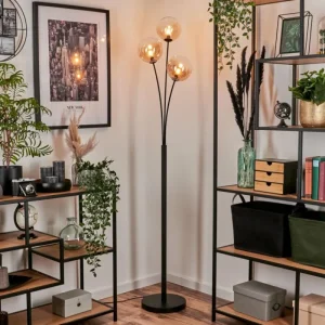 hofstein Lampadaire - Verre 15 cm Bernado Ambre, Clair, 3 lumières* Lampes En Verre