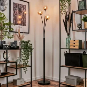 hofstein Lampadaire - Verre 12 cm Bernado Ambre, 3 lumières* Lampes En Verre