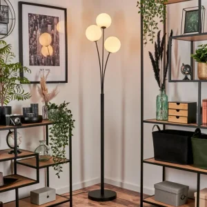 hofstein Lampadaire - Verre 15 cm Bernado Blanc, 3 lumières* Lampes Modernes