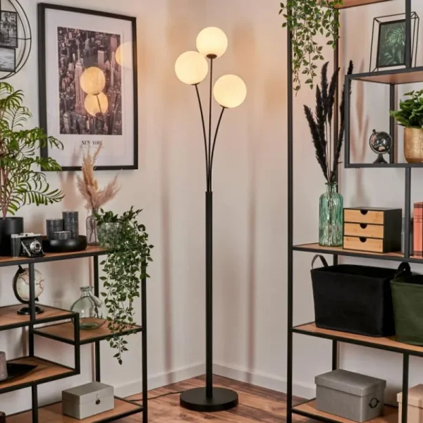 hofstein Lampadaire - Verre 15 cm Bernado Blanc, 3 lumières* Lampes Modernes