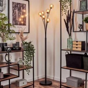hofstein Lampadaire - Verre 10 cm Bernado Ambre, 6 lumières* Lampes En Verre